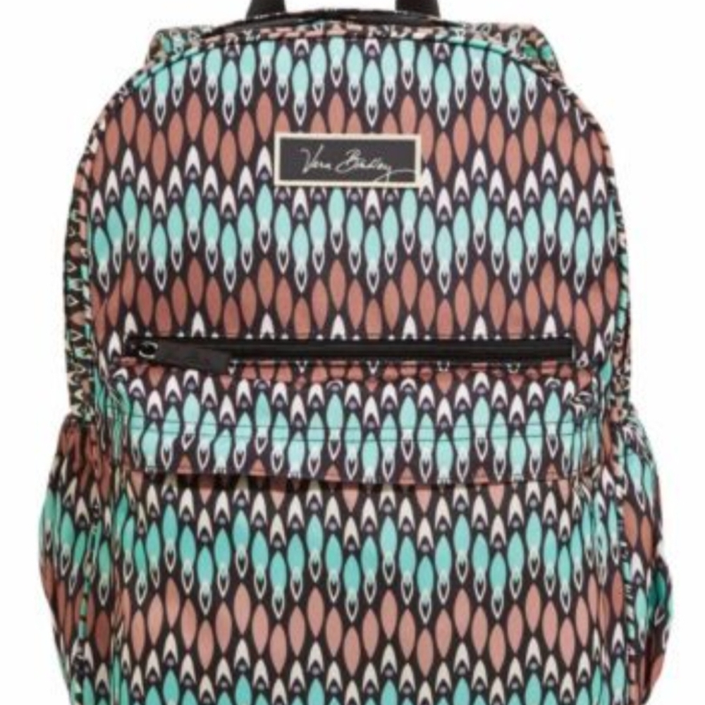 Vera Bradley Teal and Brown Patterned Backpack